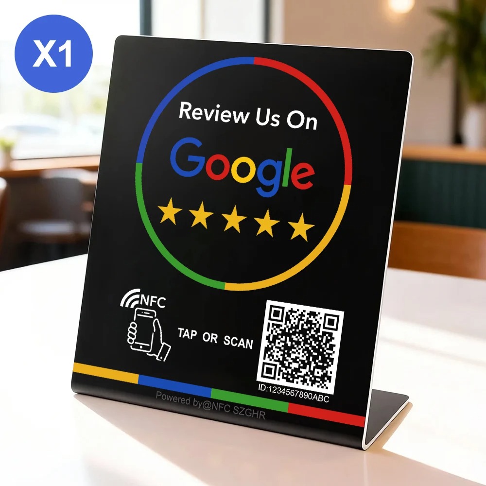 Google NFC Review Plate With QR Code